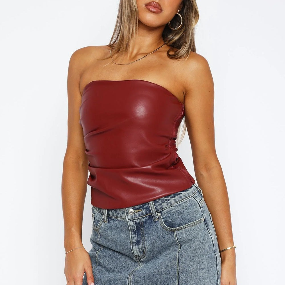 Women Clothing Tank Top Backless Solid Color All Matching Sexy Nightclub Tube Top Vest SaturdayNight