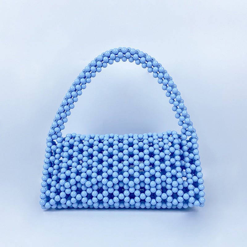 Pearl Bag Women Hand Woven Acrylic Beaded Bag Retro Fairy Small Handbag Triangle Wrist Bag GlamGroove