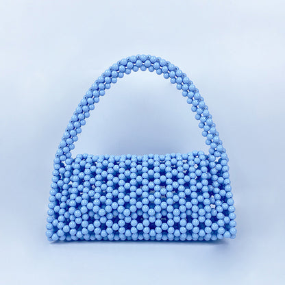 Bolso de perlas para mujer, tejido a mano, acrílico, con cuentas, estilo retro, de hadas, pequeño, triangular, para muñeca. 