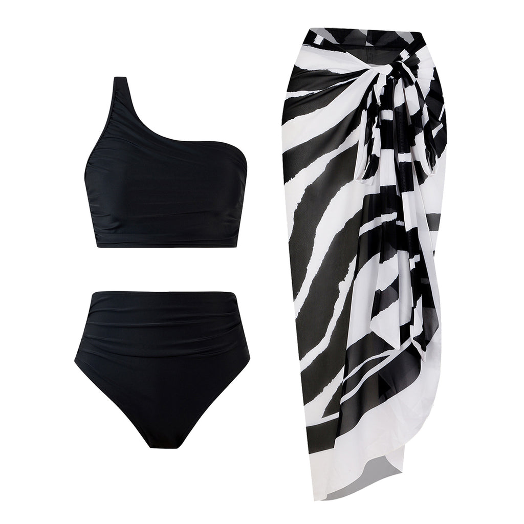 High Waist Solid Color Bikini Swimsuit Women Split Swimsuit Bikini BeautyLady