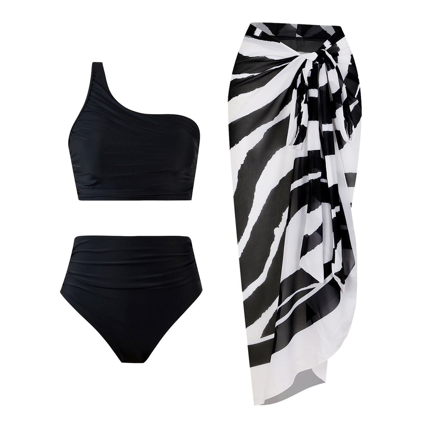 High Waist Solid Color Bikini Swimsuit Women Split Swimsuit Bikini BeautyLady
