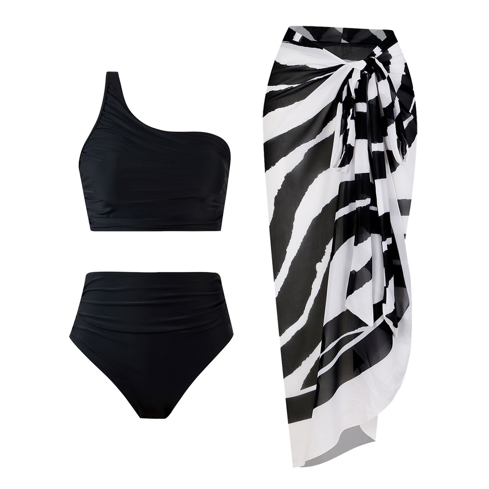 High Waist Solid Color Bikini Swimsuit Women Split Swimsuit Bikini BeautyLady