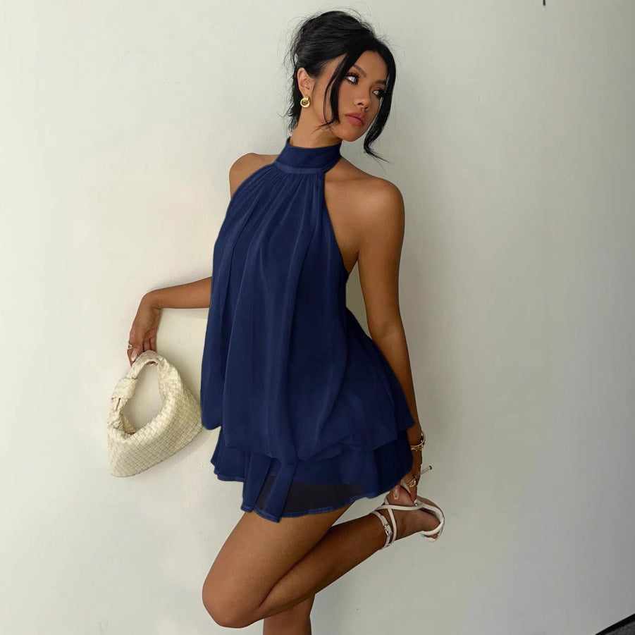 Elegant Slim Fit Sexy Backless Halter Waist Tight Jumpsuit Women AXE