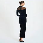 Robe moulante sexy unie en voile transparent pour l'automne et l'hiver