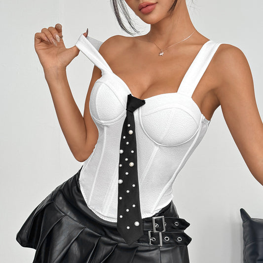 Sweet Spicy Sexy Tube Top Three Dimensional Chest Shaped Waist-Tight Boning Corset Tie Outerwear Camisole Women Clothing