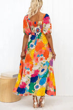 Summer Arrival V neck French Printed Puff Sleeve Casual Holiday Dress Women Havill