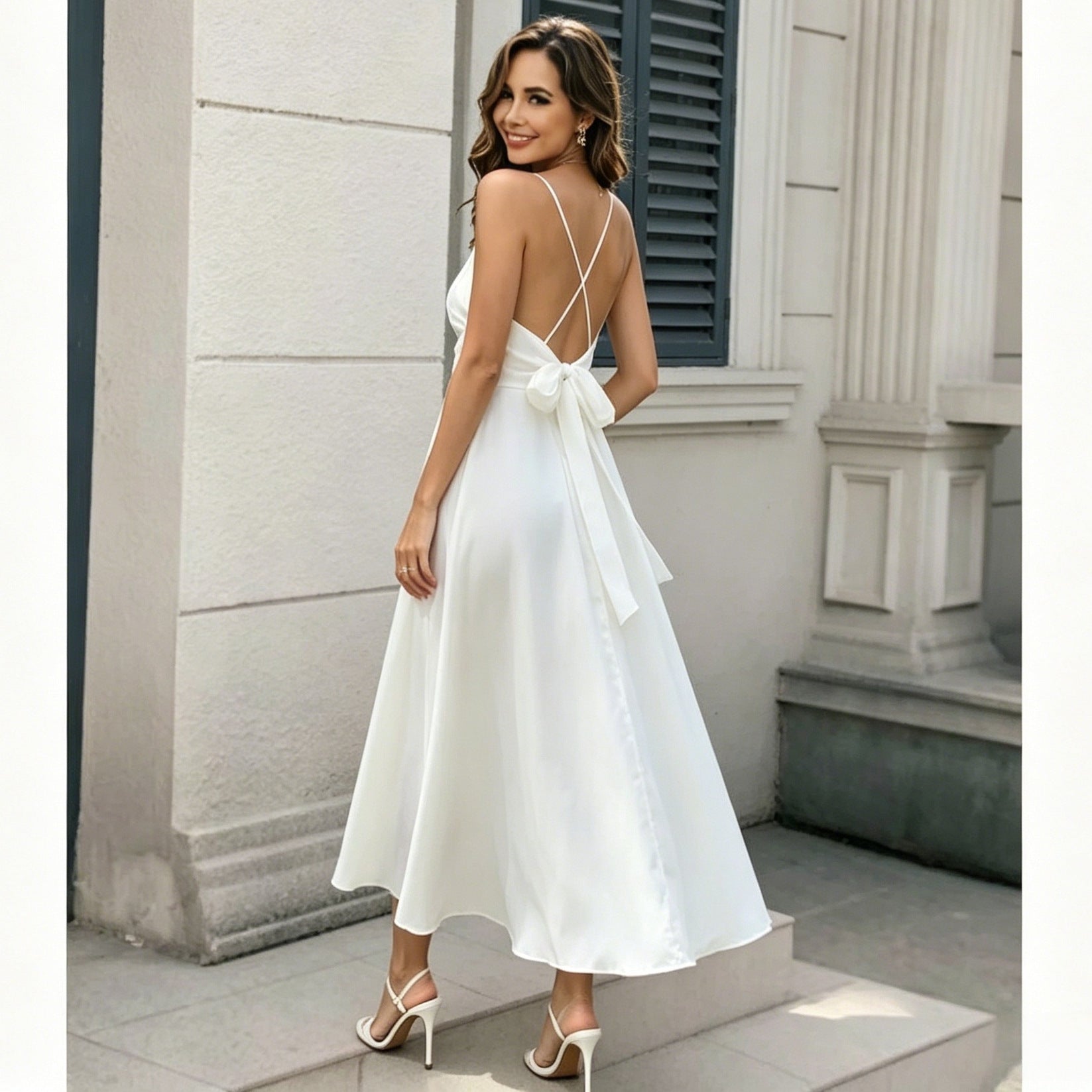 French Strap Fairy Dress Seaside Holiday Dress Summer Beach Camisole Maxi Dress for Women CYSM