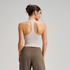 Antibacterial Cool Feeling Yoga Vest I Shaped Fixed Cup Sports Underwear Deodorant Breast Holding Cropped Exposed Sports Bra(Runs Small) Ruiesf