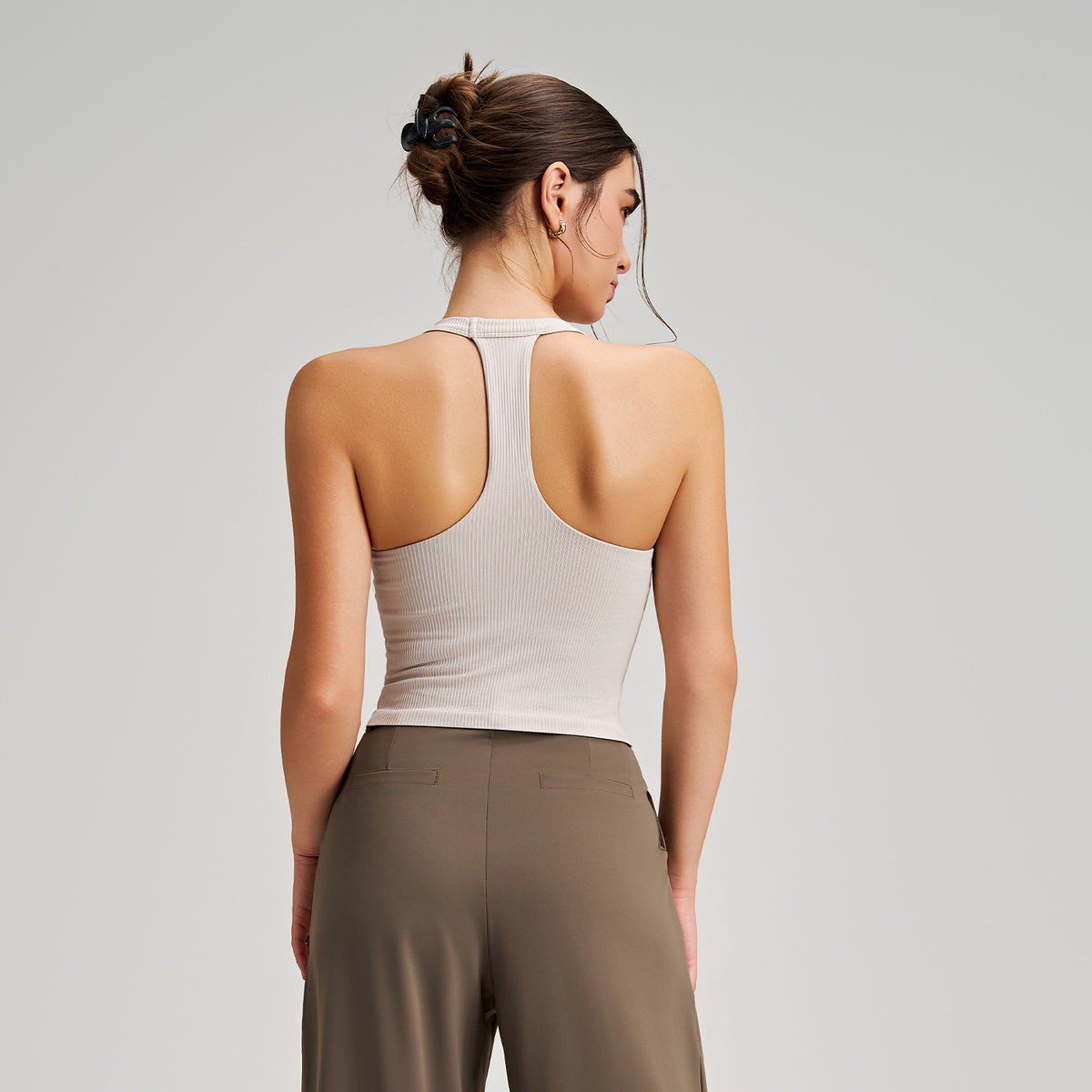 Antibacterial Cool Feeling Yoga Vest I Shaped Fixed Cup Sports Underwear Deodorant Breast Holding Cropped Exposed Sports Bra(Runs Small) Ruiesf