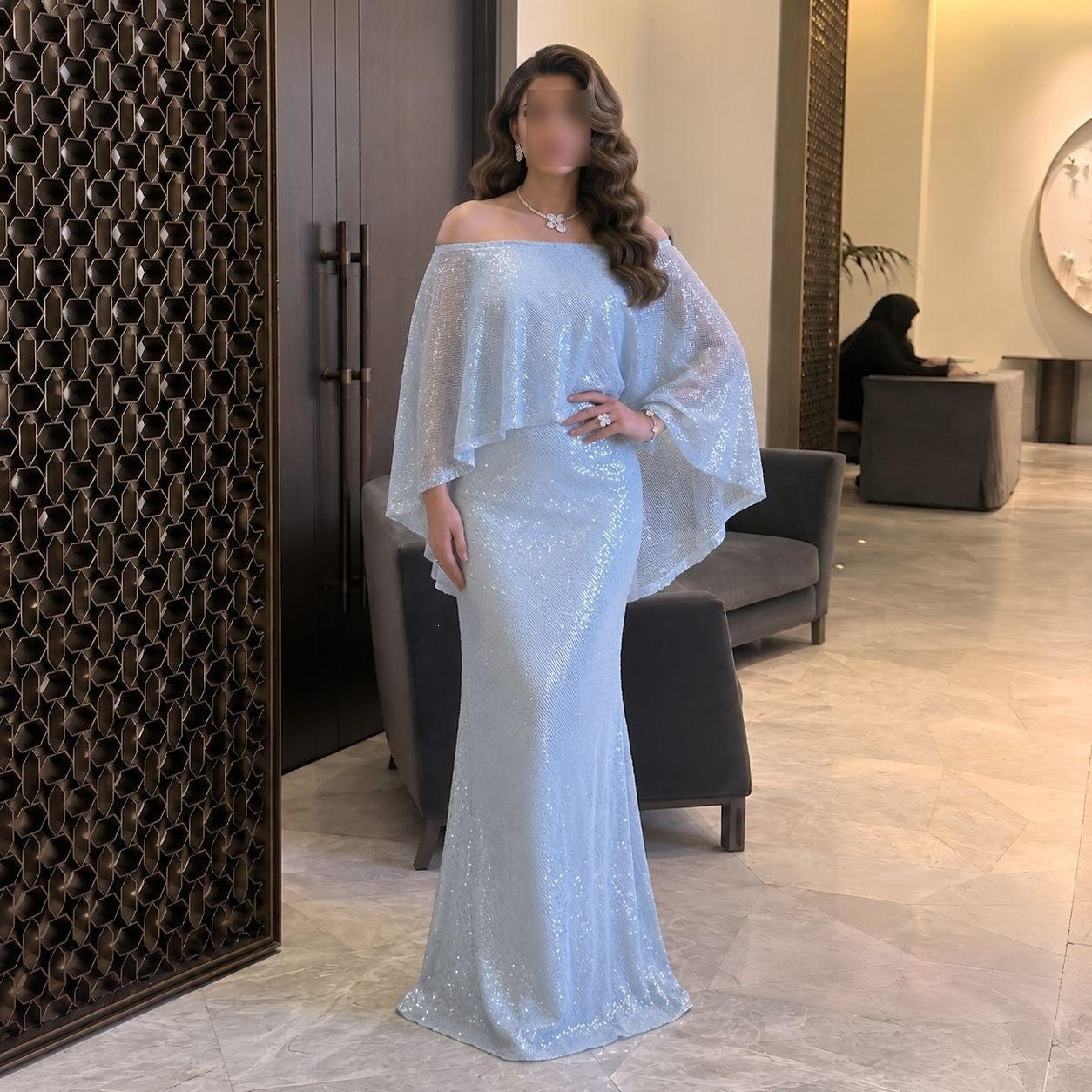 Spring Summer Women Sexy off the Shoulder Sequin Dress Ball Dress RMAI