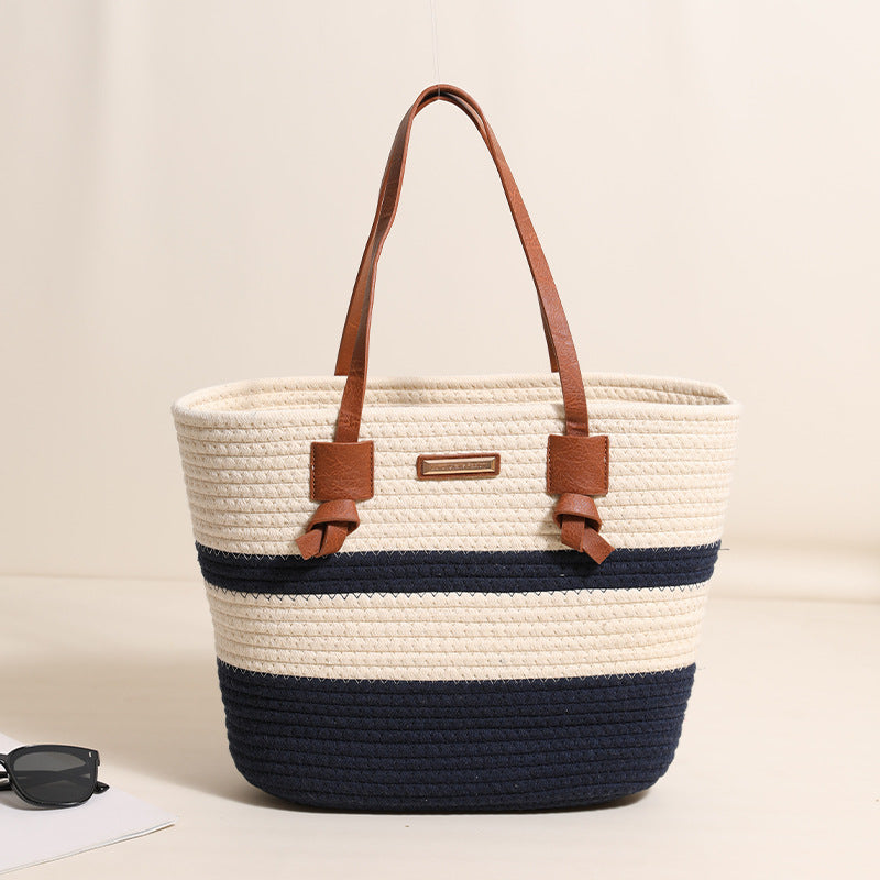 Leather Knot Cotton Thread Stitching Dark Blue