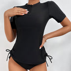 Traje de baño de una pieza con protección solar y manga corta, bikini triangular ajustado, deportivo, dividido