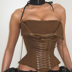 Corsé deshuesado sexy de diseño avanzado Corsé con cordones Corsé sexy Top de tubo