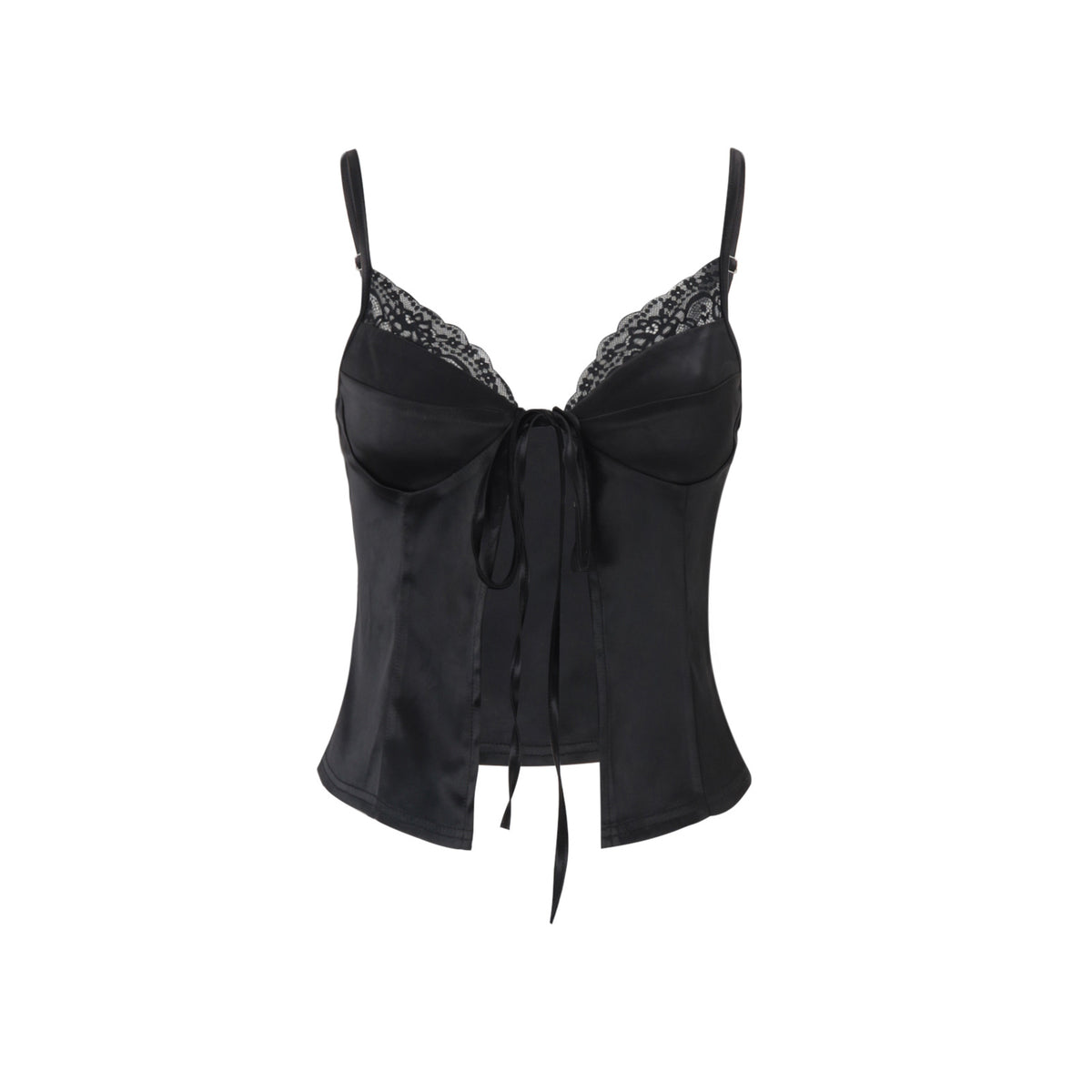 Women Clothing Slim V neck Lace Cardigan Lace up Sexy Camisole for Women Burgatti