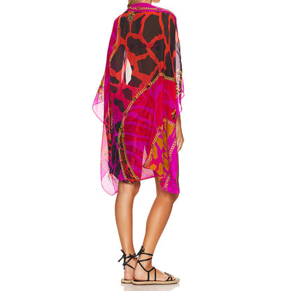 Conjunto de bikini de una pieza con estampado floral y malla estampada para mujer