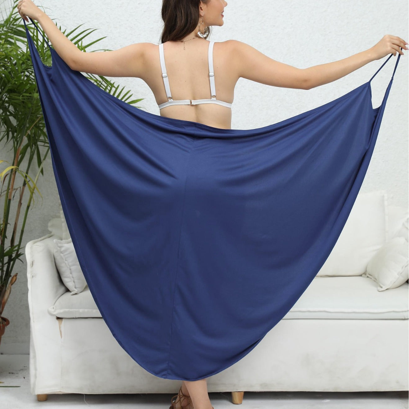 Women Shawl plus Size Women Clothes One Piece Irregular Asymmetric Beach Dress Multiple Wear Strap Dress Oyimi