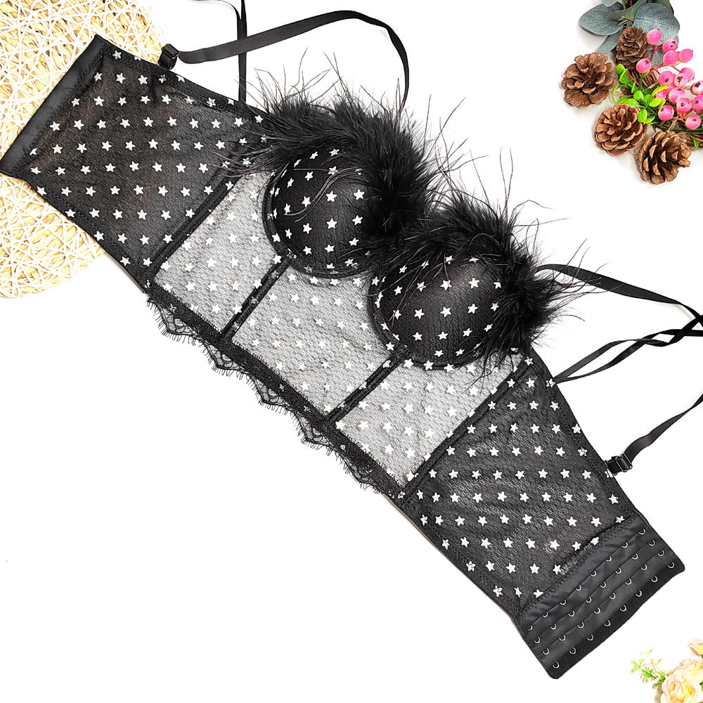 Vest Feather Corset Waist Short Breathable Strap Body Shaping Small Star Wrapped Chest Thin Kanuner