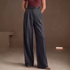 Summer Office Straight Old Money High Waist Drooping Casual Work Pant High Sense Wide Leg Slimming Women Pants（No Belt） EverBillion