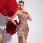 Champagne Sequin Sling Evening Dress Slim Fit Slit Cocktail Host Annual Party Party Light Luxury Fishtail Dress