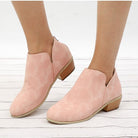 Plus Size Thick Heel Thin Ankle Boots Women Solid Color Pointed Toe Back Zipper Low Heel Shoes ZUIMEI
