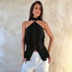 Solid Color Elegant Slim Sexy Halter Backless Multi Layer Breathable Sleeveless Vest All Matching Top Splendor