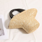 Wooden Portable Hat Straw Bag Fresh Straw Woven Bag Vacation Beach Bag Women Bag EaseWoven