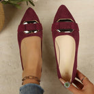 Shallow Mouth Suede Metal Buckle Flat Pumps Women Soft Bottom Office Work Gommino ZUIMEI