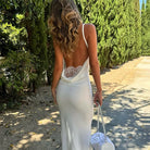 Summer Women Clothing Sexy Socialite Strap Backless Lace Maxi Dress HERMS
