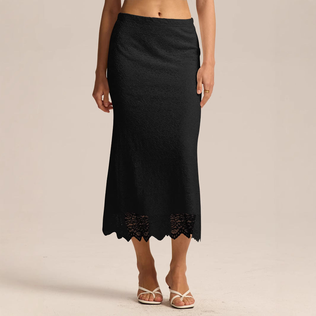 Women Clothing Lace Skirt Spring Summer High Waist One Step Skirt Sexy Slim Hip Long Skirt BRINGITON