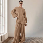 Pyjama ample et décontracté pour femme, vêtement d'intérieur simple, en modal, à manches longues, collection automne