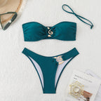 Tube Top Exposed Back Lady Sexy Summer Beach Bikini Split Set OLam