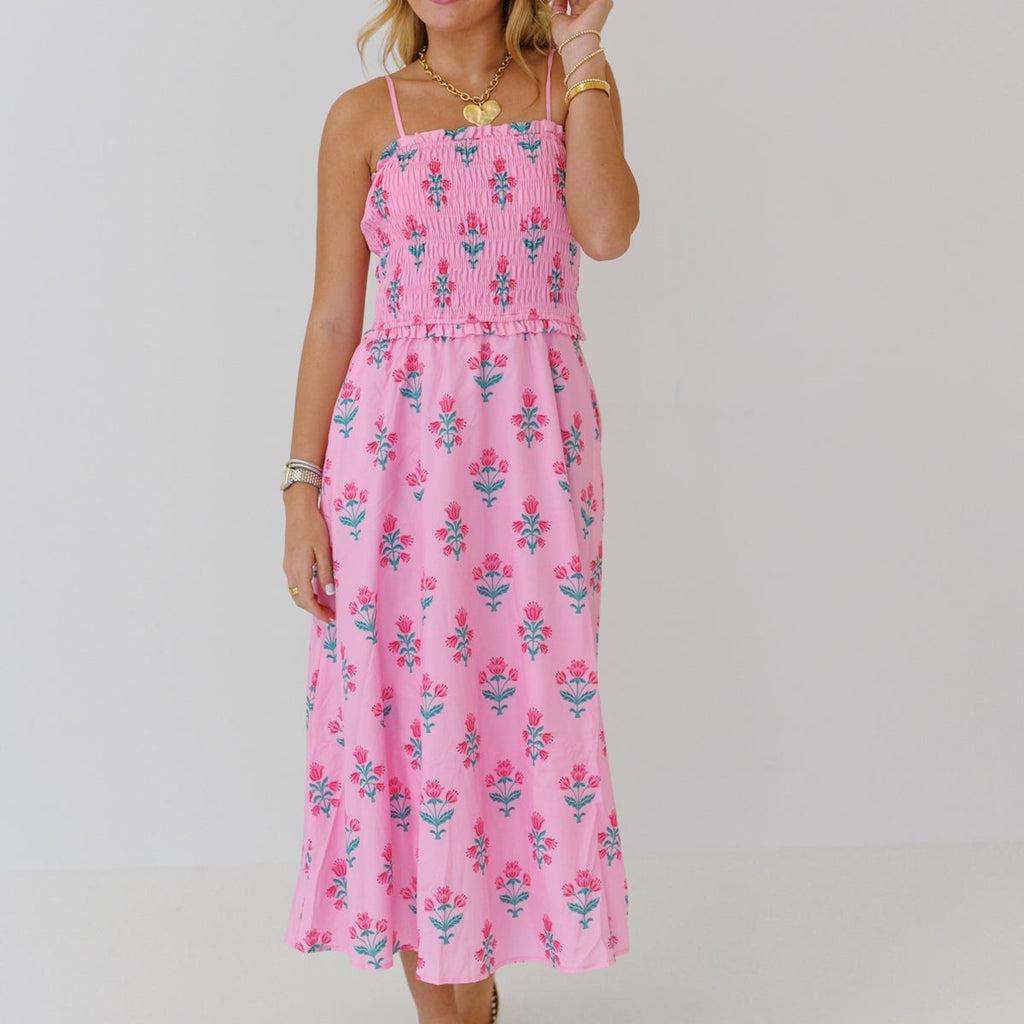 Women Urban Casual Printed Floral Pleated Sling Dress Eedele