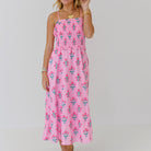 Women Urban Casual Printed Floral Pleated Sling Dress Eedele