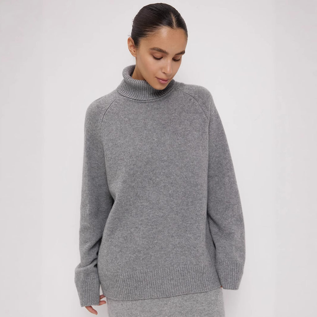 Pull en laine à col roulé pour l'automne et l'hiver, ample et chaud, en maille pour femme
