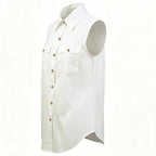 French Casual Cotton Linen Sleeveless Shirt Women Summer Collared Double Pocket Loose Shirt Vacation Top CONY