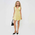 Summer Women Clothing Sexy Short Waist Dress Deep V Plunge neck Sleeveless Sweet Slip Dress Yiskiss