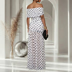 Women Dress Polka Dot Split Patchwork Cold Shoulder Cocktail Sheath Dress Endless
