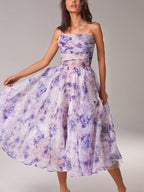 Summer Women Clothing Tube Top Sleeveless Printed Large Swing Dress RMAI