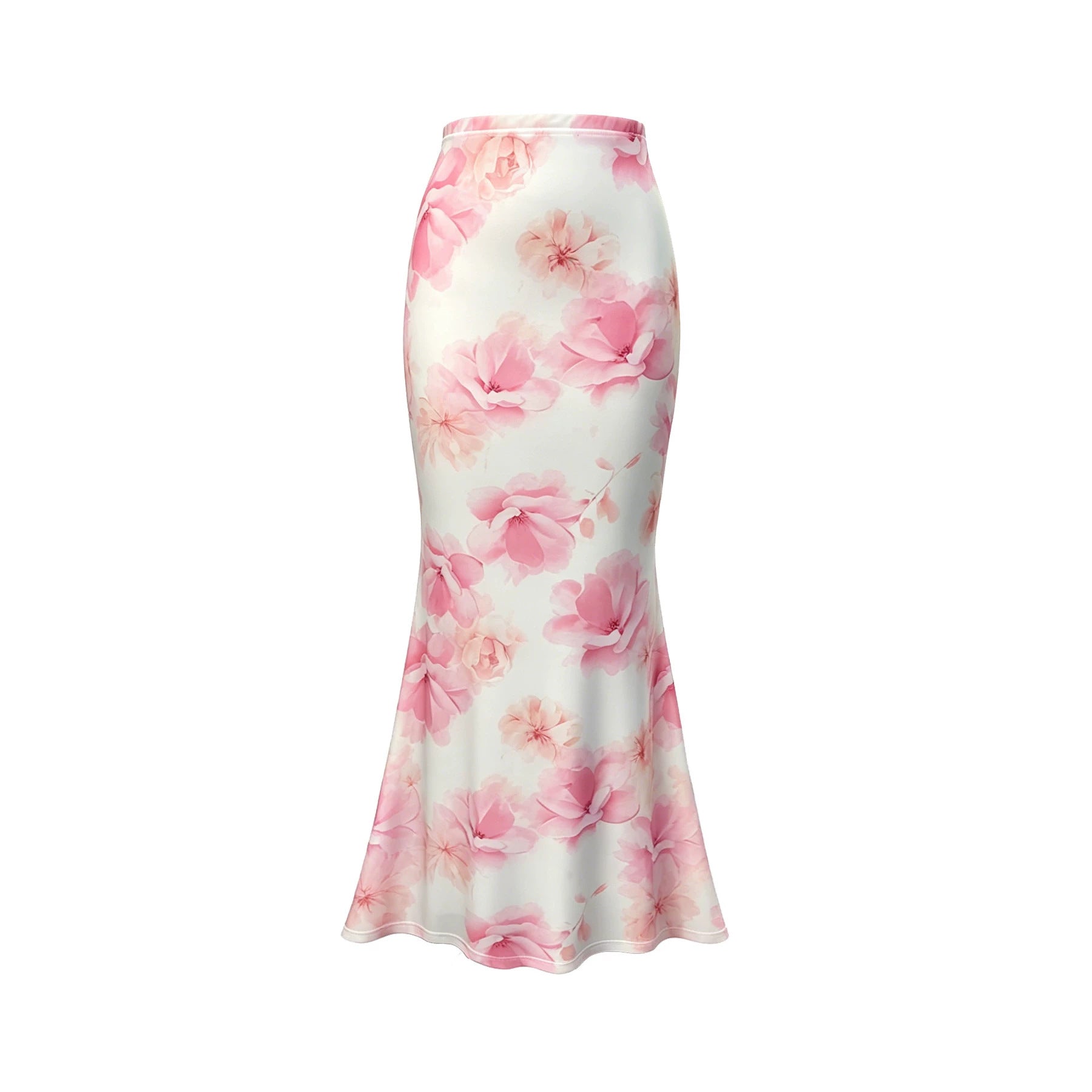 Summer Women Sexy Slim Vacation Mesh Floral Fishtail Skirt George