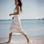 Spring Summer Sexy Knitted Hollow Out Cutout Out Long Strap Dress Mangar