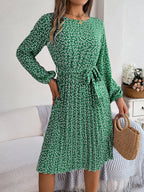 Spring Summer Casual Long Sleeved Floral Large Hem Pleated Women Clothing BAGIISA