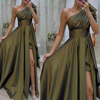 Spring Summer Women Clothing Diagonal Collar Strapless High Waist Irregular Asymmetric Dress Dress for Women KAIXUAN