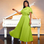 Fashionable Elegant Green A Line Party Cocktail High Waist Pleated Formal Dress CANNY