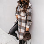 Abrigo largo de lana con cuello y botonadura sencilla para otoño e invierno
