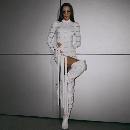 Spring Arrival Dress Sexy Round Neck Long Sleeve Slim Fit Hip Wrapped Short Dress Women