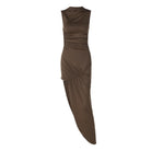 Summer Personality Slim Fit Pleated Sheath Side Slit Sleeveless Dress Women BULLINGER