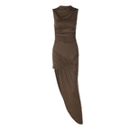 Summer Personality Slim Fit Pleated Sheath Side Slit Sleeveless Dress Women BULLINGER