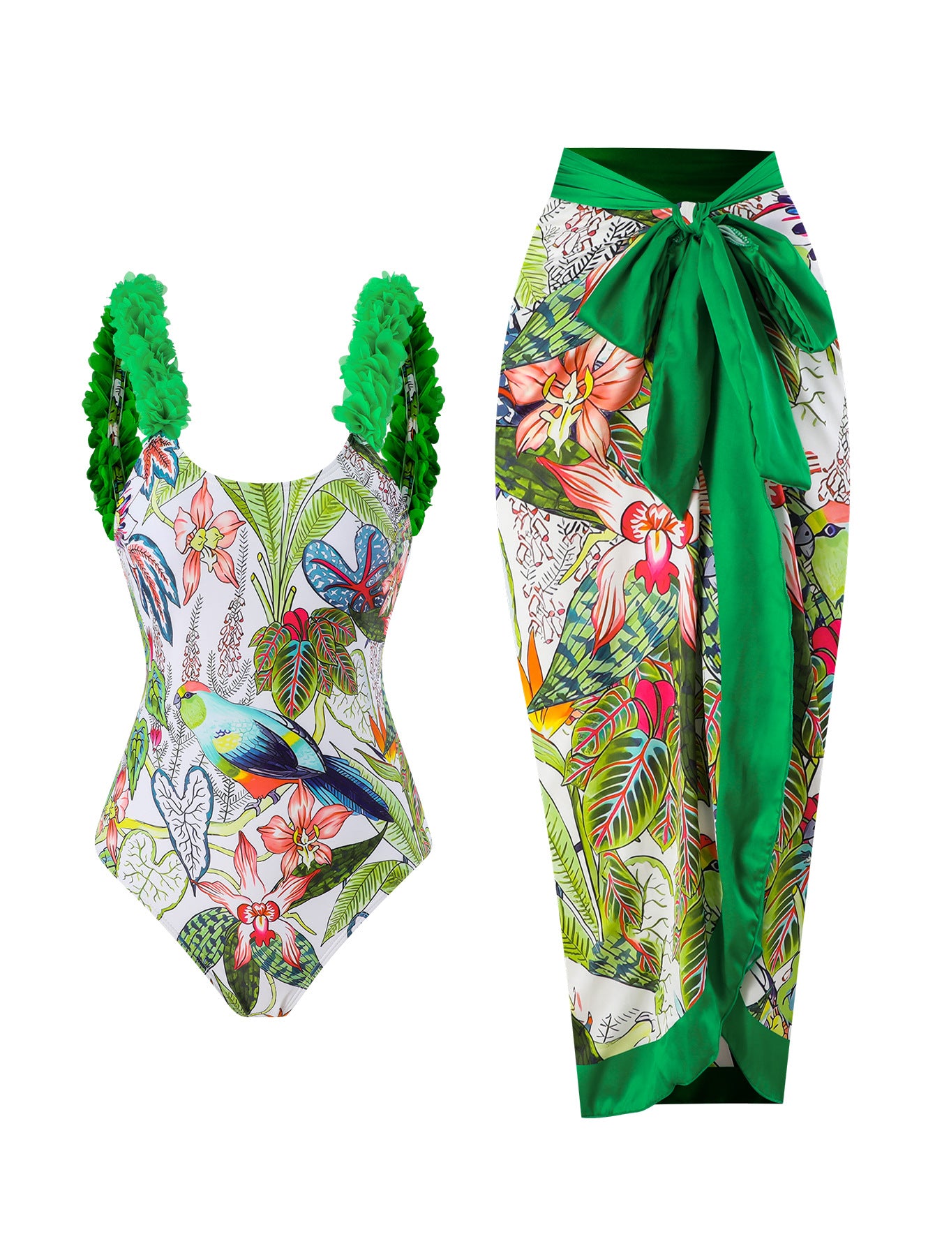 Green Flower Two-Piece Set