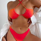 Maillot de bain de plage pour femme, ensemble trois pièces, protection solaire d'été, robe longue, bikini