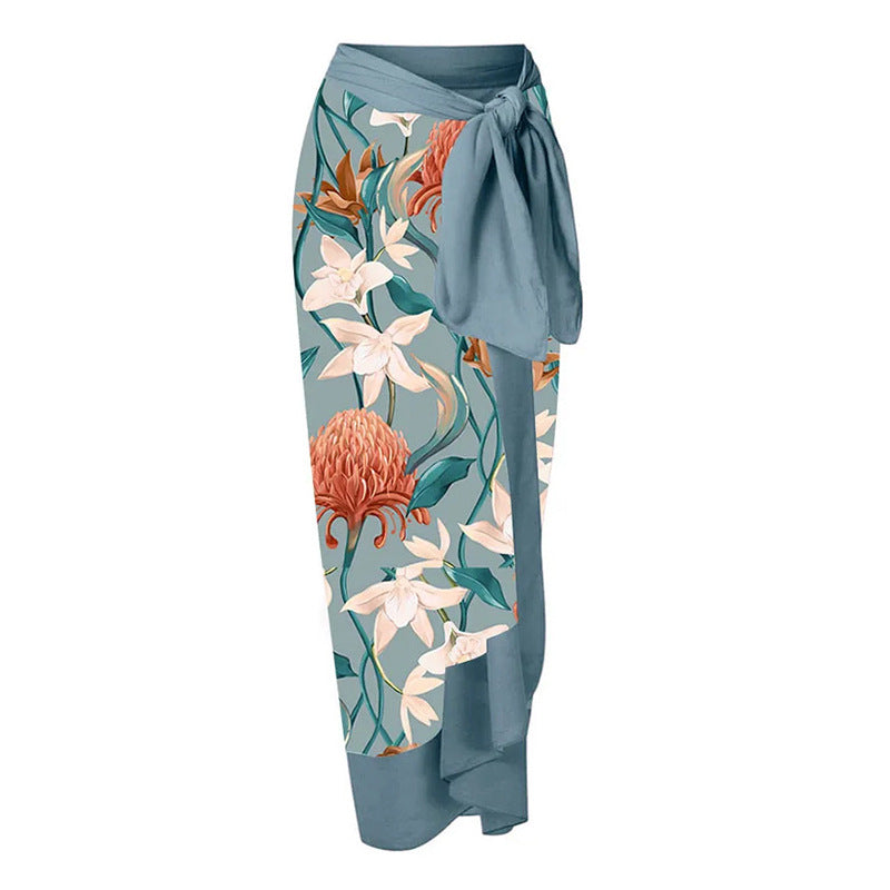 Traje de baño dividido popular para mujer, traje de baño retro, bikini de malla, conjunto de falda de playa